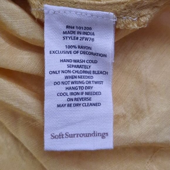 Soft Surroundings Yellow Embroidered Floral Beaded Boho Tassel Tunic Size Medium - Picture 8 of 9